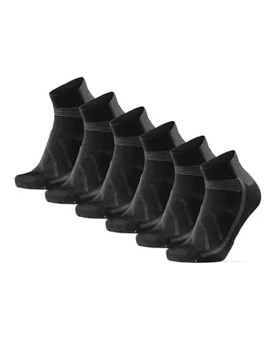 Produktbild: DANISH ENDURANCE Kurze Fahrrad Socken, Sommer Rennrad Socken, Gepolstert, Unisex, für Herren & Damen, 3 Paar, Schwarz, 43-47