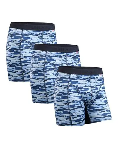 Produktbild: DANISH ENDURANCE 3er Pack Sport Boxershorts Herren, Mit regulärem oder langem Bein, Camouflage Blau,