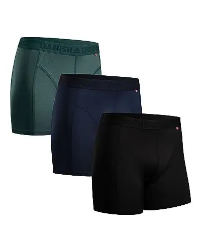 Produktbild: DANISH ENDURANCE 3er Pack Sport Boxershorts Herren, Mit regulärem oder langem Bein, Mehrfarbig (1x Schwarz, 1x Blau, 1x Grün), XL