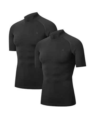 Produktbild: DANISH ENDURANCE Kompressionsshirt Herren Laufshirt Kurzarm, Funktionsshirt, Muskelshirts, 2er Pack Schwarz M