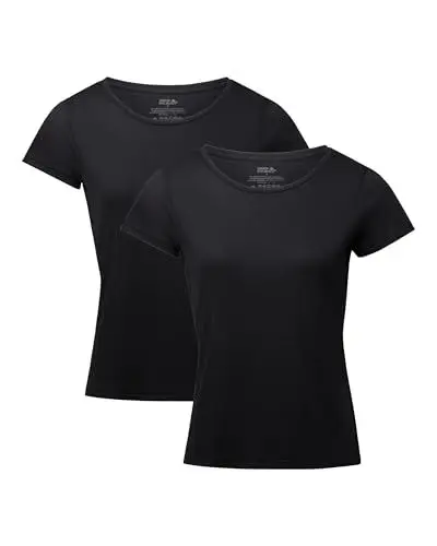 Produktbild: DANISH ENDURANCE Kurzarm Shirt aus Modal & Bio-Baumwolle, Rund- oder V-Ausschnitt, für Damen (1er | 2er Pack), Rund - Schwarz - 2er Pack, S