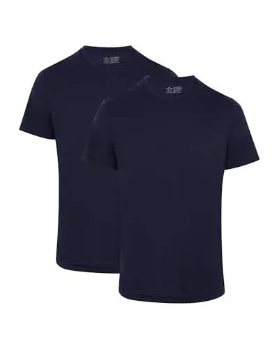 Produktbild: DANISH ENDURANCE Kurzarm Herren T Shirt aus Modal & Bio-Baumwolle, V-Ausschnitt, 1er, 2er oder 4er Pack, Dunkles Marineblau - 2er Pack, L