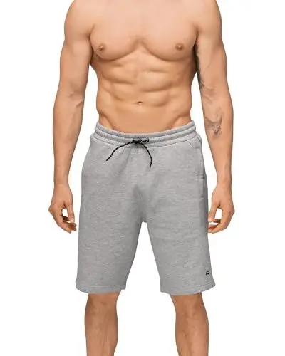 Produktbild: DANISH ENDURANCE Kurze Sportshorts aus Baumwolle, Sweatshorts mit Taschen, für Herren, Grau Melange, 2XL