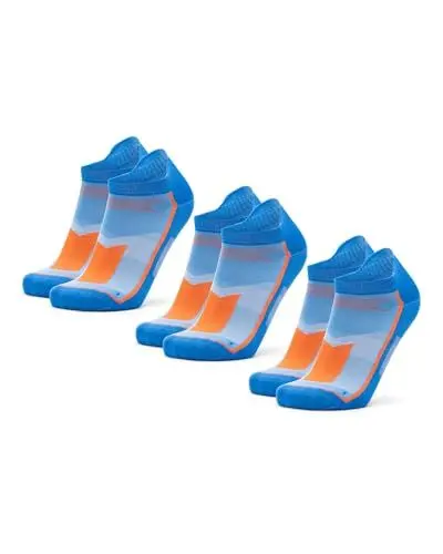 Produktbild: DANISH ENDURANCE Kurze Laufsocken, Atmungsaktive Sommer Sportsocken, Unisex, für Damen und Herren, 3 Paar, 3x Blau/Orange, 35-38