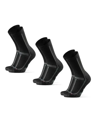 Produktbild: DANISH ENDURANCE Crew Laufsocken (3 Paar), Wadenlange Sportsocken, Leichte Kompression, Atmungsaktiv & Polsterung, für Damen & Herren Schwarz/Grau 48-51