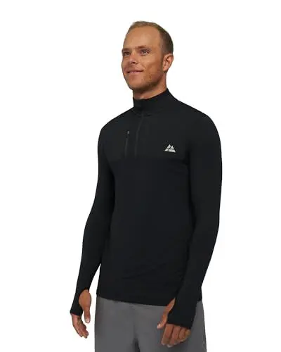 Produktbild: DANISH ENDURANCE Langarm-Funktionsshirt Herren, Sport-Shirt, Zip L Schwarz