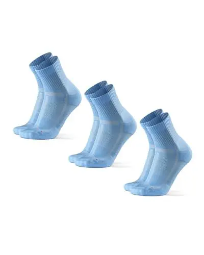Produktbild: DANISH ENDURANCE Quarter Laufsocken, 3 Paar Knöchelhohe Sportsocken, Leichte Kompression, Atmungsaktiv & Gepolstert, Schweißableitend, Unisex, für Damen & Herren, Hellblau, 43-47
