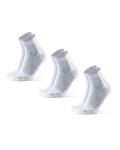 Produktbild: DANISH ENDURANCE Quarter Laufsocken, 3 Paar Knöchelhohe Sportsocken, Leichte Kompression, Atmungsaktiv & Gepolstert, Schweißableitend, Unisex, für Damen & Herren, Weiß, 43-47