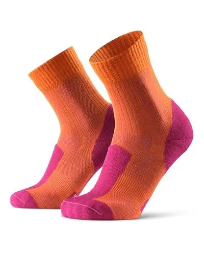 Produktbild: DANISH ENDURANCE Leichte Merinowolle Wandersocken, Warme Outdoor & Trekking-Socken, Wollsocken, Gepolstert, Anti-Blasen, für Herren & Damen, 1 Paar, Fuchsia/Orange, 43-47