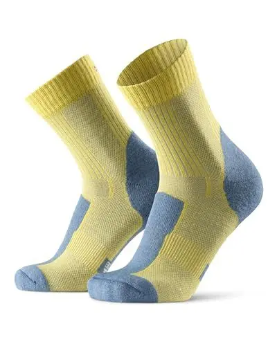 Produktbild: DANISH ENDURANCE Leichte Merinowolle Wandersocken, Warme Outdoor & Trekking-Socken, Wollsocken, Gepolstert, Anti-Blasen, für Herren & Damen, 1 Paar, Gelb/Kieselgrau, 43-47