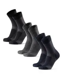 Produktbild: DANISH ENDURANCE Leichte Merinowolle Wandersocken, Warme Outdoor & Trekking-Socken, Wollsocken, Gepolstert, Anti-Blasen, für Herren & Damen, 3 Paar, 1 Schwarz, 1 Dunkelgrau, 1 Marineblau, 43-47