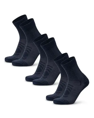 Produktbild: DANISH ENDURANCE Leichte Merino Wolle Wandersocken, Sommer Wollsocken, Unisex, für Herren & Damen, 3 Paar, Marineblau, 43-47
