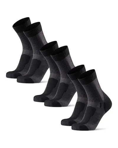 Produktbild: DANISH ENDURANCE Leichte Merino Wolle Wandersocken, Sommer Wollsocken, Unisex, für Herren & Damen, 3 Paar, Schwarz, 43-47