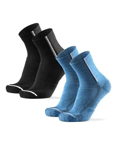 Produktbild: DANISH ENDURANCE Merino Fahrradsocken, Radsocken, Gepolstert, Atmungsaktiv, für Herren & Damen, 2 Paar, Mehrfarbig (1x Schwarz, 1x Blau), 43-47
