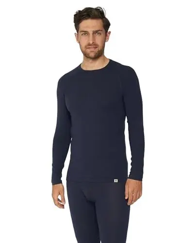 Produktbild: DANISH ENDURANCE Merino Langarm Shirt Herren, Thermounterwäsche Herren, Funktionsshirt, Dunkles Marineblau, L