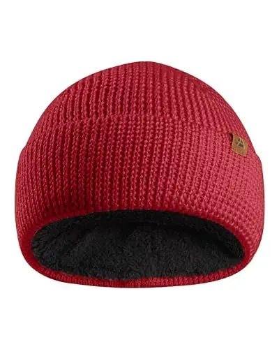 Produktbild: DANISH ENDURANCE Merino Kindermütze mit Fleece, Wintermütze Jungen & Mädchen, Atmungsaktive Merino Mütze, Gefütterte Beanie Mütze Kinder, Unisex, Rot, Einheitsgröße
