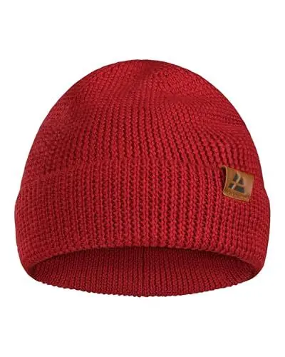 Produktbild: DANISH ENDURANCE Merino Mütze, Klassische Wollmütze, Warme Wintermütze, Thermo Beanie, Weich, Stretchy, Unisex, für Damen & Herren, Rot, Einheitsgröße