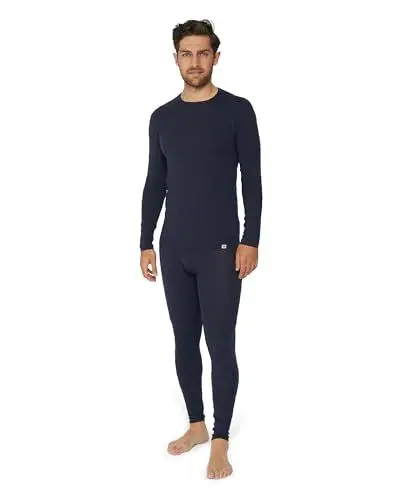 Produktbild: DANISH ENDURANCE Merinowolle Thermo-Unterwäsche Set, Premium Skiunterwäsche, Funktionsunterwäsche, Lange Unterhose & Langarmshirt für Herren, Dunkles Marineblau, 3XL