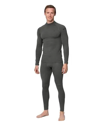 Produktbild: DANISH ENDURANCE Merino Thermo-Unterwäsche Set für Extreme Kälte, Winter & Ski Unterwäsche, Premium Funktionsunterwäsche, Lange Unterhose & Langarmshirt für Herren, Dunkelgrau, XL
