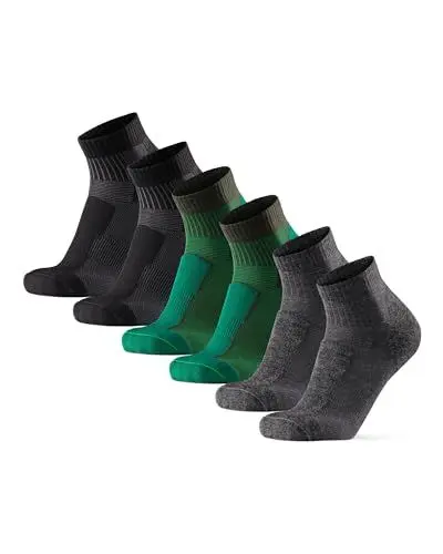 Produktbild: DANISH ENDURANCE Kurze Merino Wolle Wandersocken, Sommer Wollsocken, Unisex, für Herren & Damen, 3 Paar, Mehrfarbig (1x Dunkelgrün, 1x Grau, 1x Schwarz), 35-38