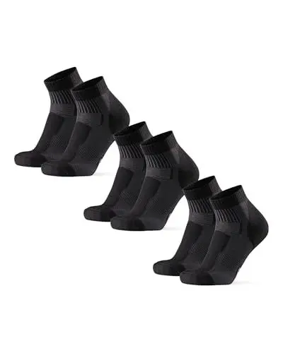 Produktbild: DANISH ENDURANCE Kurze Merino Wolle Wandersocken, Sommer Wollsocken, Unisex, für Herren & Damen, 3 Paar, Schwarz, 39-42