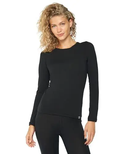 Produktbild: DANISH ENDURANCE Merinowolle Langarm Shirt Damen, Premium Thermo-Unterwäsche, Skiunterwäsche, Temperaturregulierendes Funktionsshirt, für Damen, Schwarz, L