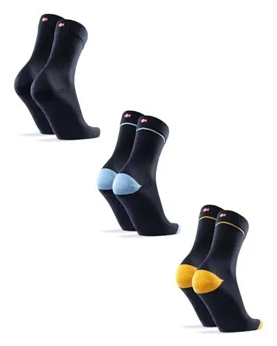 Produktbild: DANISH ENDURANCE Merinowolle Socken (Mehrfarbig - 3 Paare (1 x marineblau, 1 x marineblau/gelb, 1 x marineblau/hellblau), EU 43-47)