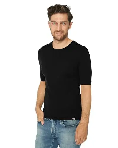 Produktbild: DANISH ENDURANCE Merino Shirt Herren, Kurzarm Funktionsshirt, Atmungsaktiv & Temperaturregulierend, Schwarz, M