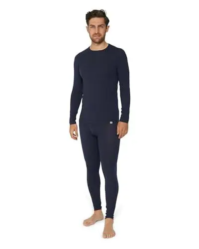 Produktbild: DANISH ENDURANCE Merinowolle Thermo-Unterwäsche Set, Premium Skiunterwäsche, Funktionsunterwäsche, Lange Unterhose & Langarmshirt für Herren, Dunkles Marineblau, M
