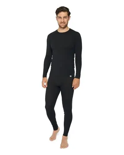 Produktbild: DANISH ENDURANCE Merinowolle Thermo-Unterwäsche Set, Premium Skiunterwäsche, Funktionsunterwäsche, Lange Unterhose & Langarmshirt für Herren, Schwarz, XL
