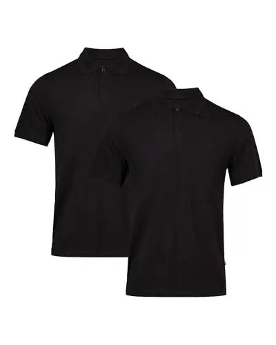 Produktbild: DANISH ENDURANCE Premium Poloshirt Herren Kurzarm (1er | 2er Pack), Piqué Qualität aus Bio-Baumwolle, Schwarz 2er Pack, M