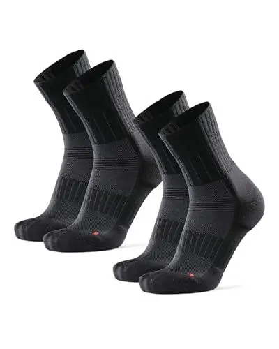 Produktbild: DANISH ENDURANCE Premium Merinowolle Laufsocken, Warme Sportsocken, Extrem strapazierfähig, Gepolstert, Anti-Blasen, Schweißableitend, für Herren & Damen, 2 Paar, Schwarz, 43-47
