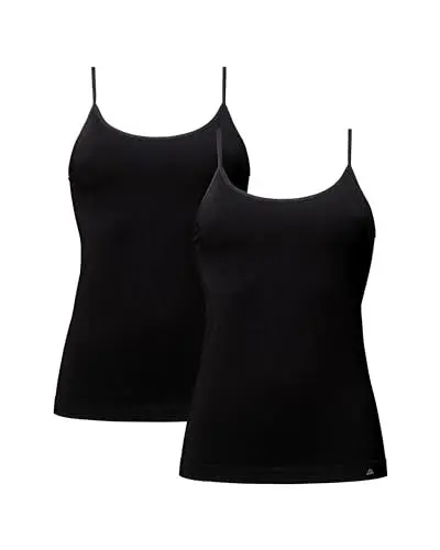 Produktbild: DANISH ENDURANCE Unterhemd Damen aus Viskose, 2 Pack Seamless (Schwarz, Medium/Large)