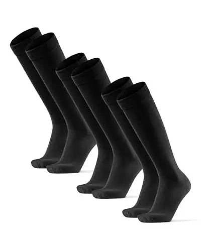 Produktbild: DANISH ENDURANCE Weiche Kniestrümpfe für Herren & Damen, kniehohe Socken, 3 Pack (Schwarz, 43-47)
