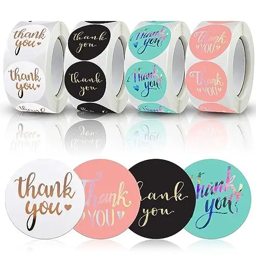 Produktbild: Danke Aufkleber, 2000Stk Aufkleber Dankeschön Rund Danke Etiketten Selbstklebend in Rolle Thank You Sticker für Backen Geschenktüten Umschlag Verpackung (2,5cm, Mehrfarbig)