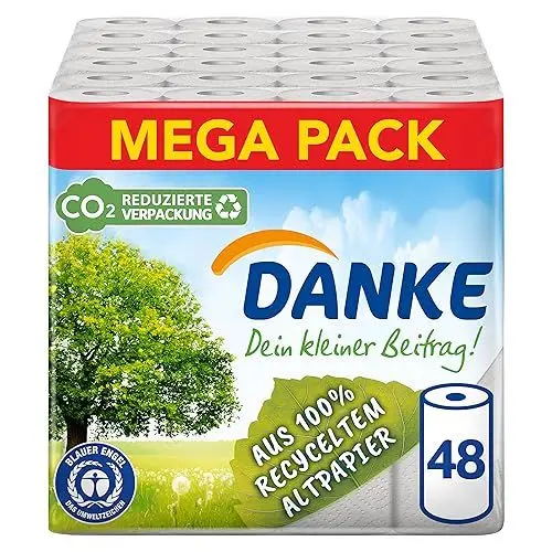 Produktbild: Danke Küchenrolle, Mega Pack, 12 Packungen (48 Rollen x 45 Blatt)
