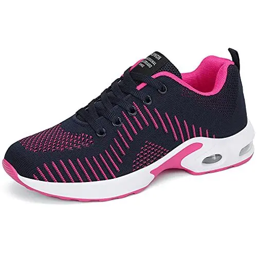 Produktbild: DANNTO Damen Laufschuhe Air Atmungsaktiv Turnschuhe Schnürer Leichte Stoßfest Mode Sportschuhe Outdoor Athletisch Sneaker für Gym Walking Jogging Laufen Basketball Frühling Sommer(Blau-Rose,36)