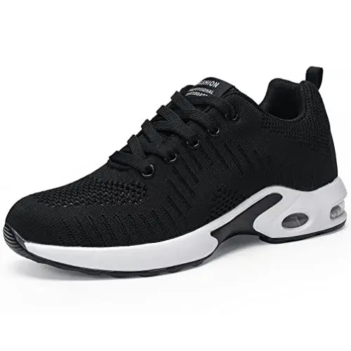 Produktbild: DANNTO Damen Laufschuhe Air Atmungsaktiv Turnschuhe Schnürer Leichte Stoßfest Mode Sportschuhe Outdoor Athletisch Sneaker für Gym Walking Jogging Laufen Basketball Frühling Sommer(Schwarz,39)