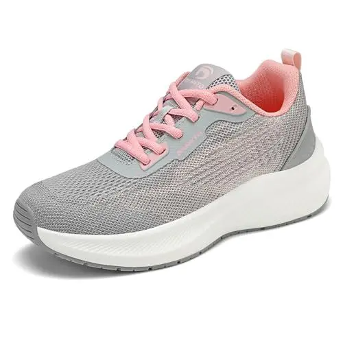 Produktbild: DANNTO Damen Laufschuhe Turnschuhe Atmungsaktiv Sportschuhe Leichte Sneaker für Outdoor Fitness Gym Schuhe(Grau,40)