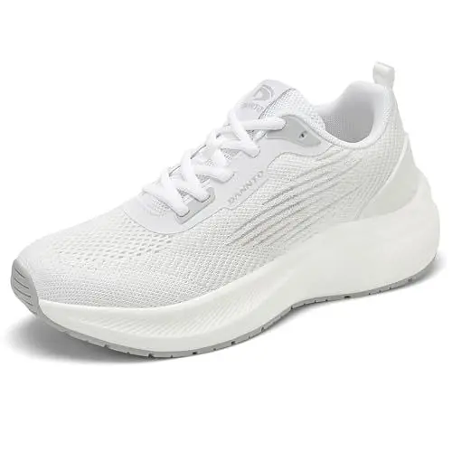 Produktbild: DANNTO Damen Laufschuhe Turnschuhe Atmungsaktiv Sportschuhe Leichte Sneaker für Outdoor Fitness Gym Schuhe(Weiß,39)