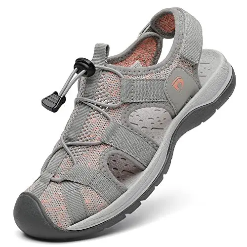 Produktbild: DANNTO Damen Sportsandalen Trekking Sandalen Outdoorsandale Geschlossene Gummi Wandersandalen Sommer Leichte für Reisen Wandern(Pink-A,42)