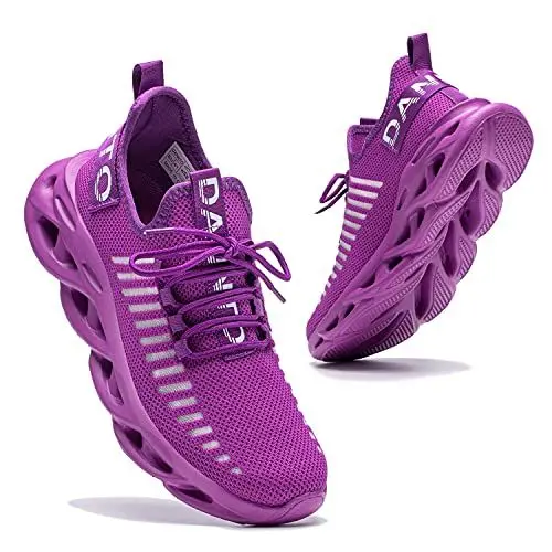 Produktbild: DANNTO Laufschuhe Herren Turnschuhe Damen Sneaker Leichte Atmungsaktiv rutschfeste Sportschuhe Gym Fitness Outdoor Schuhe Fashion Straßenlaufschuhe Lila 42