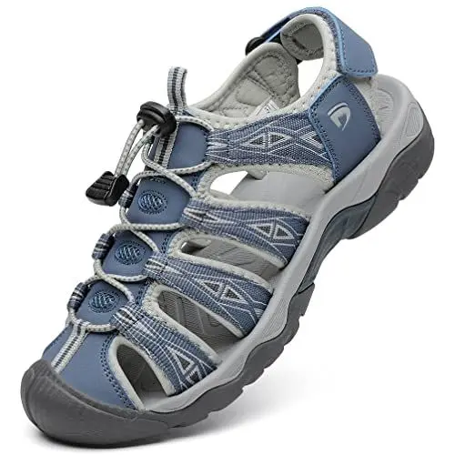 Produktbild: DANNTO Sportsandalen Damen Trekking Sandalen Outdoorsandale Geschlossene Gummi Wandersandalen Sommer für Reisen（blau,38）