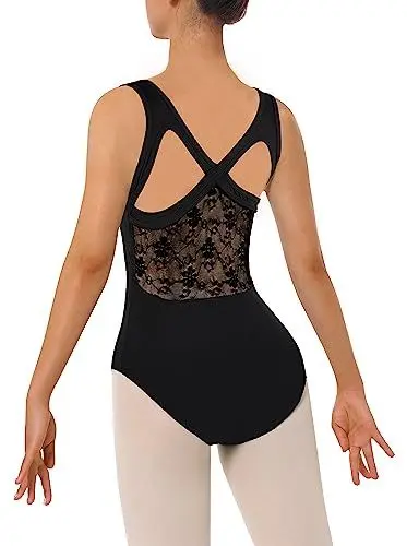 Produktbild: DANSHOW Frauen Spitze Trikot für Tanz Ballett Tank Crisscross Rücken, Ballerina Gymnastik Tanzbekleidung(7202-06-L)