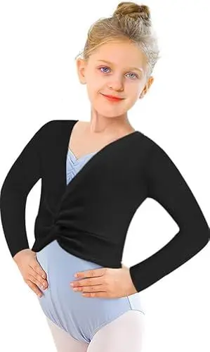 Produktbild: DANSHOW Mädchen Ballett Langarm Wickeloberteile Bolero,Kinder Tanz Cardigans,Samt Inne Tanzpullover Strickjacke(824-06-S)