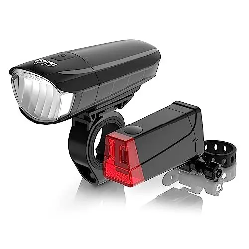 Produktbild: DANSI LED Fahrradlicht Set - StVZO Zugelassenes Fahrrad Licht mit 60, 30 & 15 Lux | LED Fahrradlicht Vorne+Hinten |Automatische Lichtanpassung & Werkzeuglose Montage| Regenfest