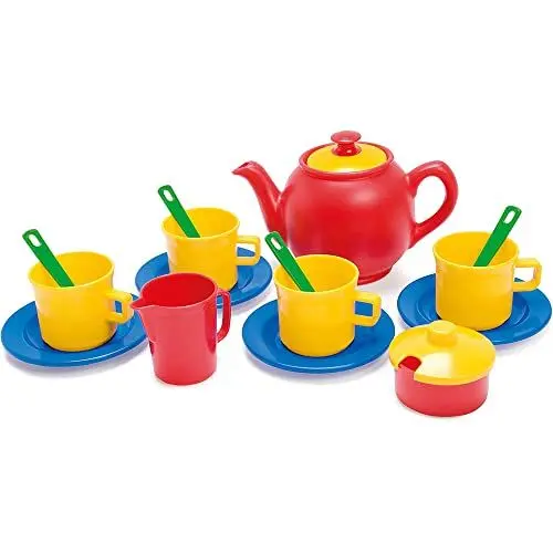 Produktbild: Dantoy - Teeservice Spielset mit Servierbrett - Teeparty für Kinder - 18 Stück - Für Kinder ab 2 Jahr - Spielzeug für Kinder - Kinderküche Rollenspiel - Hergestellt in Dänemark.