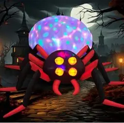 Produktbild: Danxilu 244 cm riesige aufblasbare Halloween-Spinne für den Außenbereich mit rotierenden bunten LED-Lichtern aufblasbare Hof dekoration Halloween-Dekoration für Garten Hof Rasen Terrasse Feiertagsdeko