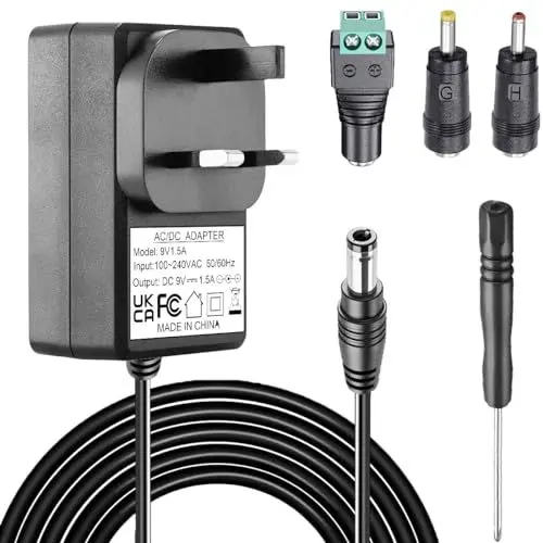 Produktbild: DAOKAI AC Adapter DC Netzteil Adapter 9V 1.5A AC 100V-240V auf DC 9Volt 1.5Amp Adapter mit DC-Adapter DC-Schraubendreher mit lötfreier Klemme für Webcam Router Scanner Sicherheitskamera