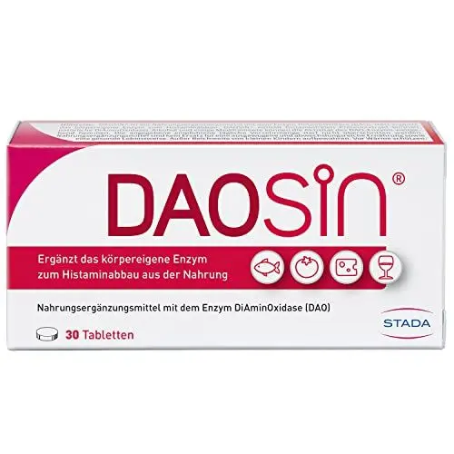 Produktbild: DAOSiN Tabletten zur Ergänzung des körpereigenen DAO-Enzyms zum Histaminabbau aus der Nahrung, klinisch getestet, über 90% Empfehlungsrate -30st